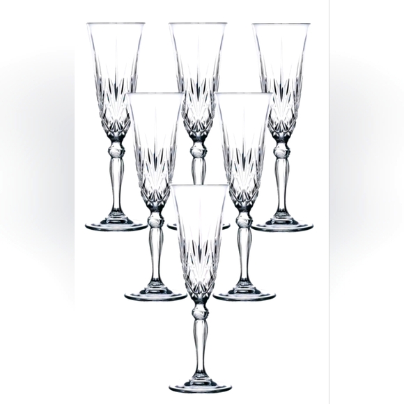 RCR Crystal Melodia Champagne Flute Set 6pc NEW NWB - Picture 1 of 4